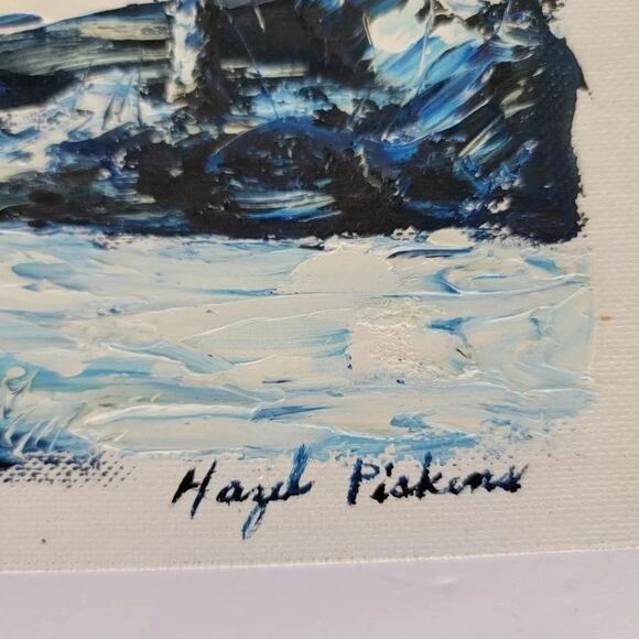 Hazel Pickens Original Oil Painting Winter Landscape Snow Scene Vintage 12x9 - Picture 3 of 8